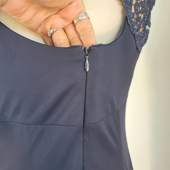 ALEX EVENINGS WOMEN'S METALLIC CUTOUT LACE DRESS NAVY GOLD METALLIC SZ 6… - Picture 11 of 13